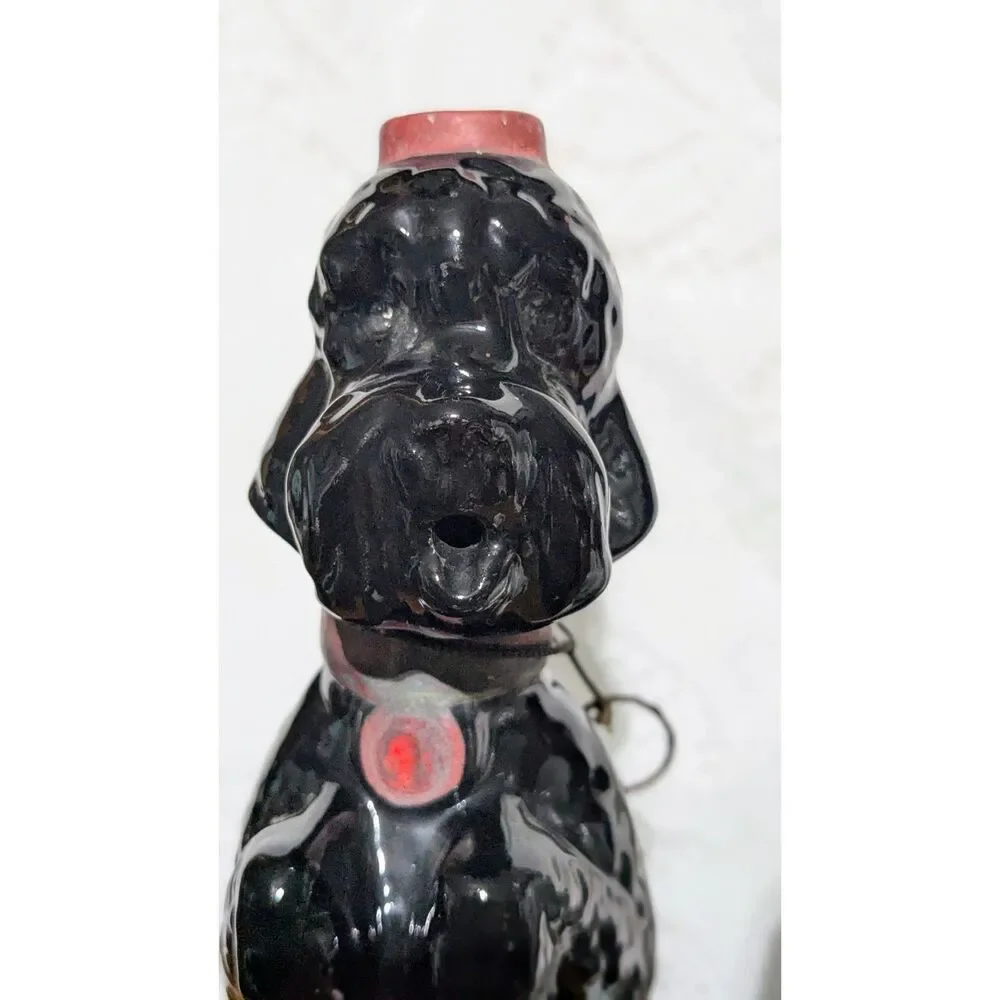 Vintage Garnier France Poodle Decanters Pair Black White Mid Century Barware